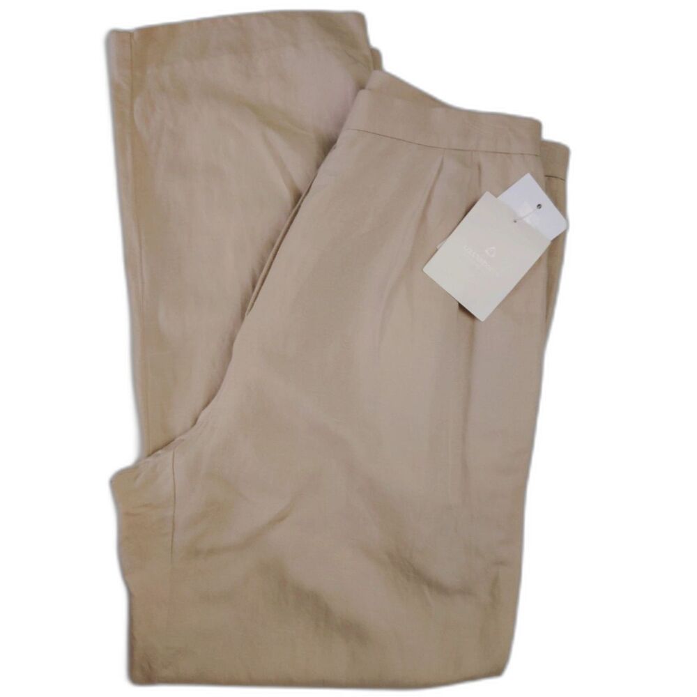 $59 Liz Claiborne LizSport Petite Desert Florals Linen Blend  Tan Pants NWT Sz12